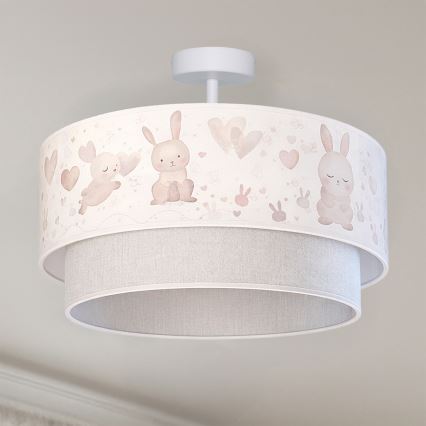 Brilagi - LED otroški nadometni lestenec BOBO 1xE27/60W/230V premer 40 cm kremna/siva/zajčki