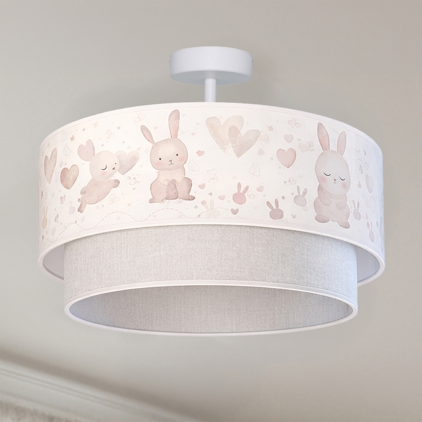 Brilagi - LED otroški nadometni lestenec BOBO 1xE27/60W/230V premer 40 cm kremna/siva/zajčki