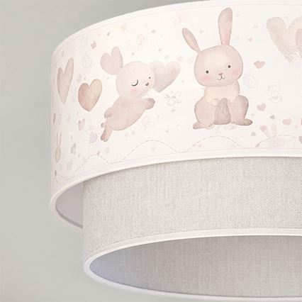 Brilagi - LED otroški nadometni lestenec BOBO 1xE27/60W/230V premer 40 cm kremna/siva/zajčki