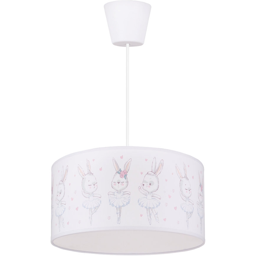 Brilagi - LED otroška viseča svetilka na kablu BOBO 1xE27/10W/230V Ø 35 cm bela/zajčki