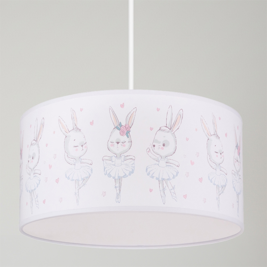 Brilagi - LED otroška viseča svetilka na kablu BOBO 1xE27/10W/230V Ø 35 cm bela/zajčki