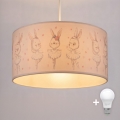 Brilagi - LED otroška viseča svetilka na kablu BOBO 1xE27/60W/230V Ø 35 cm bela/zajčki