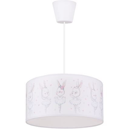 Brilagi - LED otroška viseča svetilka na kablu BOBO 1xE27/60W/230V Ø 35 cm bela/zajčki
