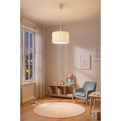Brilagi - LED otroška viseča svetilka na kablu BOBO 1xE27/60W/230V Ø 35 cm bela/zajčki