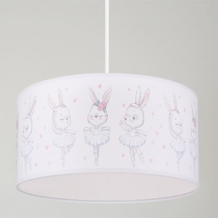 Brilagi - LED otroška viseča svetilka na kablu BOBO 1xE27/60W/230V Ø 35 cm bela/zajčki