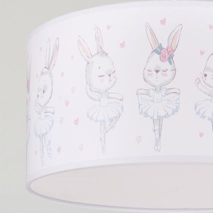 Brilagi - LED otroška viseča svetilka na kablu BOBO 1xE27/60W/230V Ø 35 cm bela/zajčki