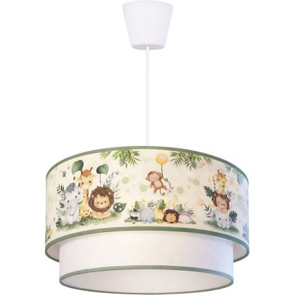 Brilagi - LED otroški viseči lestenec na kablu BOBO 1xE27/10W/230V premer 40 cm kremna/zelena/džungla