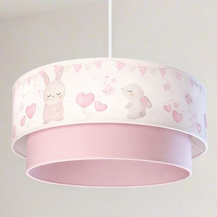 Brilagi - LED otroški luster na kablu BOBO 1xE27/60W/230V, premer 40 cm, kremna/rožnata/s motivom zajčkov