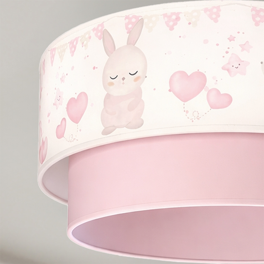 Brilagi - LED otroški luster na kablu BOBO 1xE27/60W/230V, premer 40 cm, kremna/rožnata/s motivom zajčkov