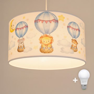 Brilagi - LED otroški lestenec BOBO na vrvici 1xE27/10W/230V Ø 35 cm bela/živalski motivi