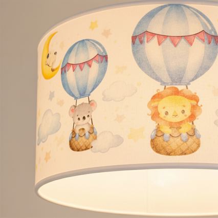 Brilagi - LED otroški lestenec BOBO na vrvici 1xE27/60W/230V Ø 35 cm bela/živalski motivi