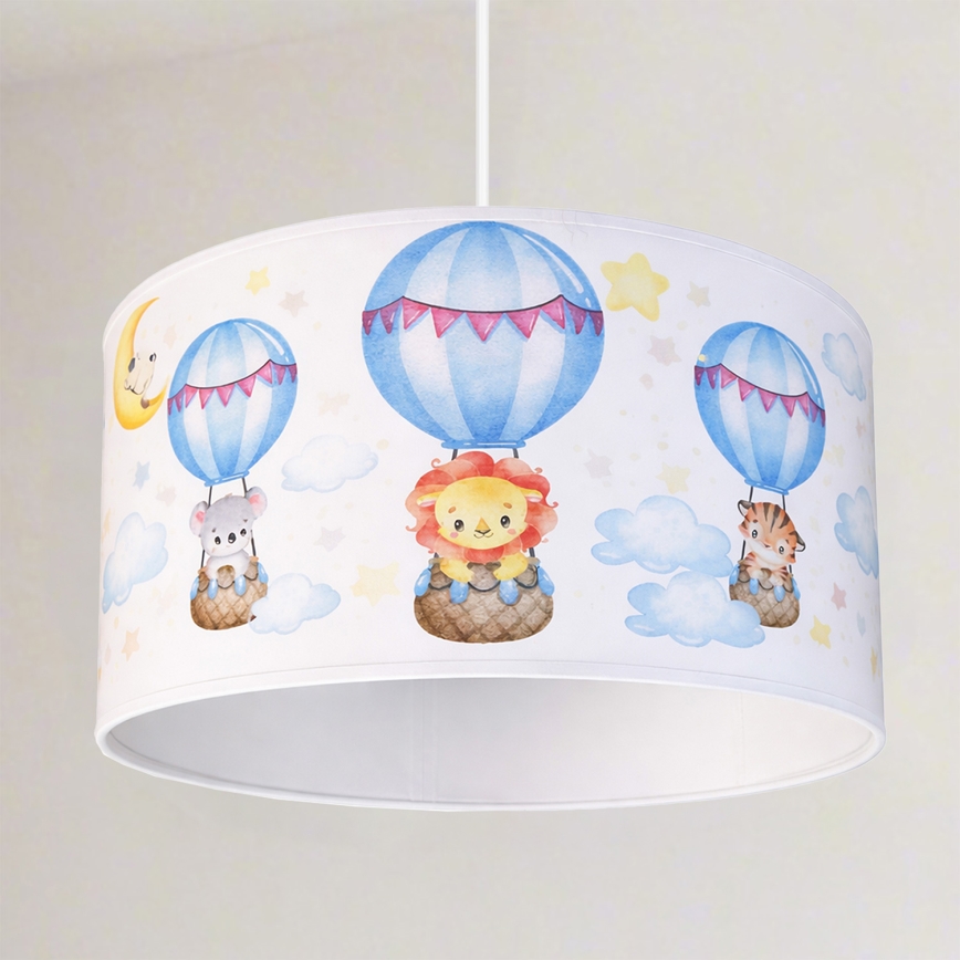 Brilagi - LED otroški lestenec BOBO na vrvici 1xE27/60W/230V Ø 35 cm bela/živalski motivi