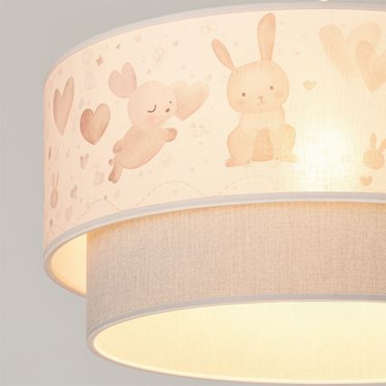 Brilagi - LED otroški lestenec na vrvici BOBO 1xE27/10W/230V premer 40 cm kremna/siva/z motivom zajčkov