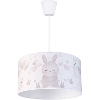 Brilagi - LED otroški lestenec na kablu BOBO 1xE27/10W/230V, premer 35 cm, bela/zajčki