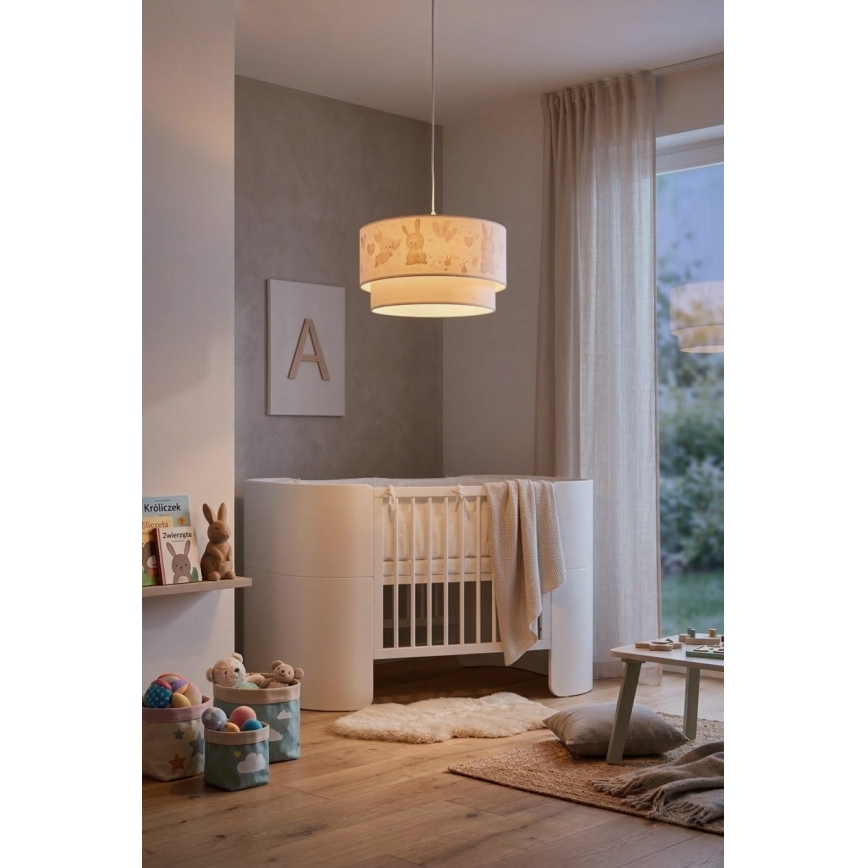 Brilagi - LED otroški lestenec na kablu BOBO 1xE27/10W/230V, premer 35 cm, bela/zajčki