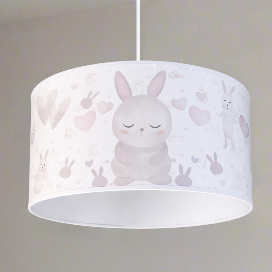 Brilagi - LED otroški lestenec na kablu BOBO 1xE27/10W/230V, premer 35 cm, bela/zajčki