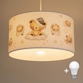 Brilagi - LED otroški lestenec na kablu BOBO 1xE27/10W/230V Ø 35 cm bel/medvedki