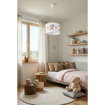 Brilagi - LED otroški lestenec na kablu BOBO 1xE27/10W/230V Ø 35 cm bel/medvedki