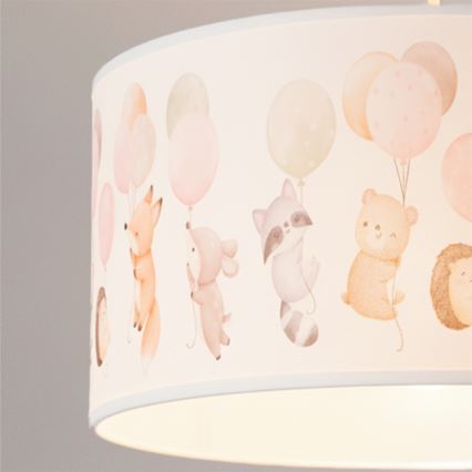 Brilagi - LED otroški lestenec na kablu BOBO 1xE27/10W/230V Ø 35 cm bela/živalski motiv