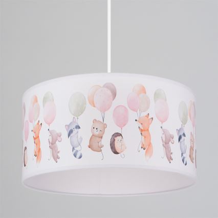 Brilagi - LED otroški lestenec na kablu BOBO 1xE27/10W/230V Ø 35 cm bela/živalski motiv