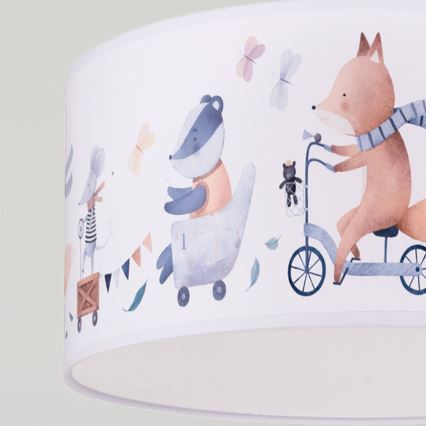 Brilagi - LED otroški lestenec na kablu BOBO 1xE27/10W/230V Ø 35 cm bela/živalski motivi