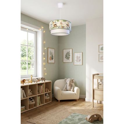 Brilagi - LED otroški lestenec na kablu BOBO 1xE27/60W/230V premer 40 cm kremna/zelena/džungla
