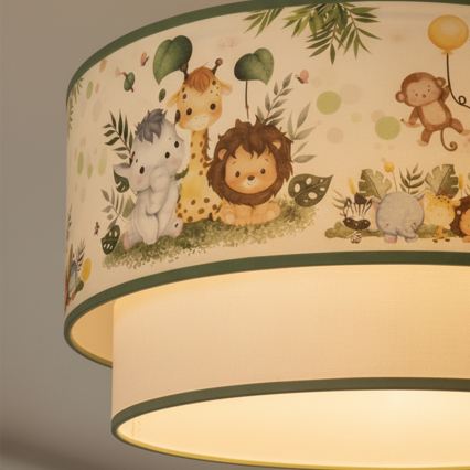 Brilagi - LED otroški lestenec na kablu BOBO 1xE27/60W/230V premer 40 cm kremna/zelena/džungla