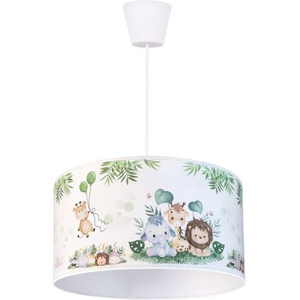 Brilagi - LED otroški lestenec na kablu BOBO 1xE27/60W/230V premer 35 cm bela/džungla