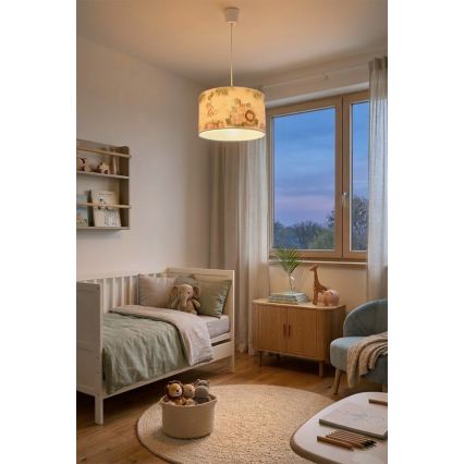 Brilagi - LED otroški lestenec na kablu BOBO 1xE27/60W/230V premer 35 cm bela/džungla