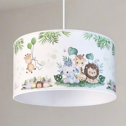 Brilagi - LED otroški lestenec na kablu BOBO 1xE27/60W/230V premer 35 cm bela/džungla