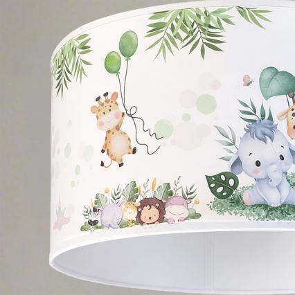 Brilagi - LED otroški lestenec na kablu BOBO 1xE27/60W/230V premer 35 cm bela/džungla