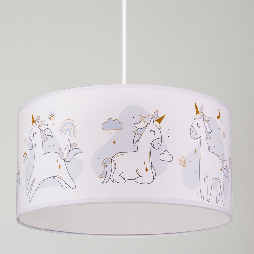 Brilagi - LED otroški viseči lestenec BOBO na kablu, 1xE27/60W/230V, premer 35 cm, bel z motivom enorogov