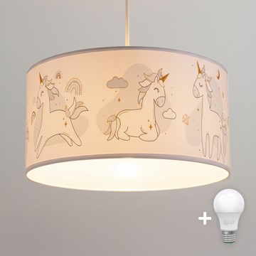 Brilagi -LED otroški lestenec na kablu BOBO 1xE27/60W/230V premer 35 cm bela/samorogi