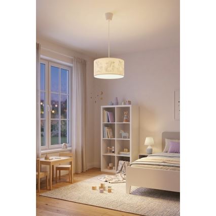 Brilagi -LED otroški lestenec na kablu BOBO 1xE27/60W/230V premer 35 cm bela/samorogi