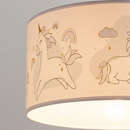Brilagi -LED otroški lestenec na kablu BOBO 1xE27/60W/230V premer 35 cm bela/samorogi
