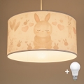 Brilagi - LED otroški lestenec na kablu BOBO 1xE27/60W/230V, premer 35 cm, bela/zajčki