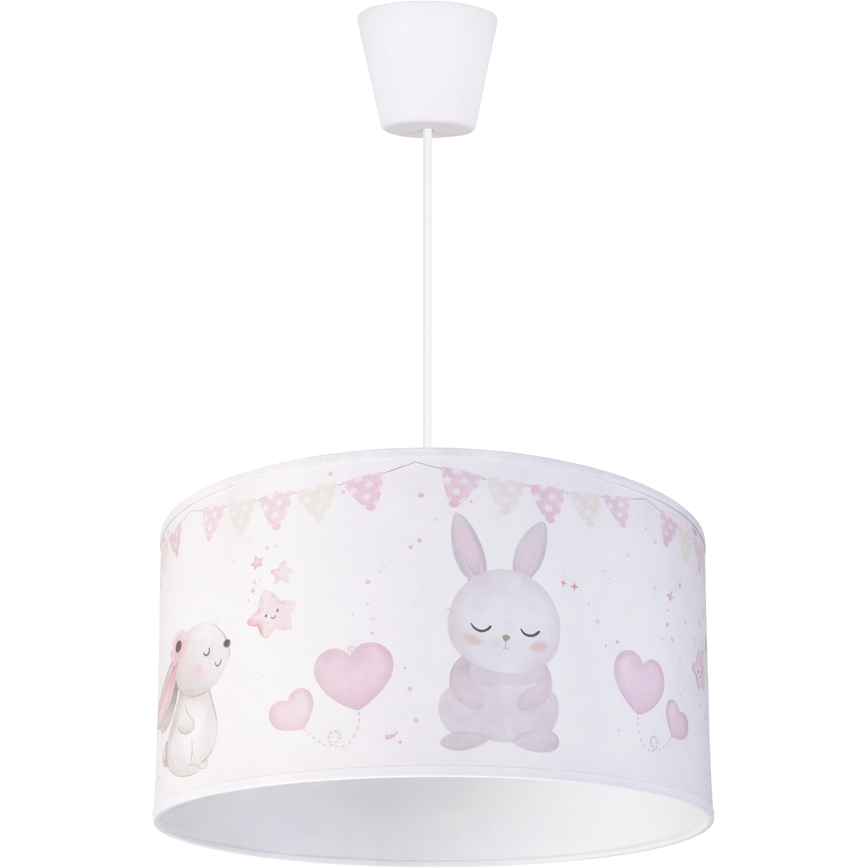 Brilagi - LED otroški lestenec na kablu BOBO 1xE27/60W/230V premer 35 cm bela/zajčki