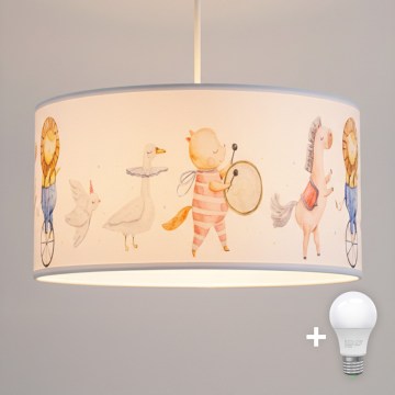 Brilagi - LED otroški lestenec na kablu BOBO 1xE27/60W/230V premer 35 cm bela/živalski motiv
