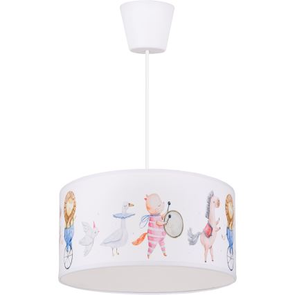 Brilagi - LED otroški lestenec na kablu BOBO 1xE27/60W/230V premer 35 cm bela/živalski motiv