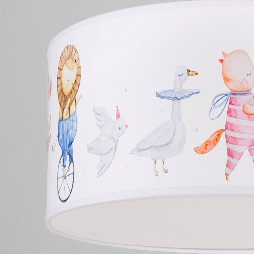 Brilagi - LED otroški lestenec na kablu BOBO 1xE27/60W/230V premer 35 cm bela/živalski motiv