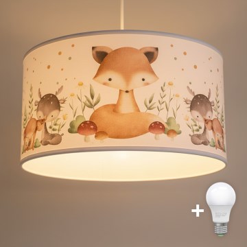Brilagi - LED otroški lestenec na kablu BOBO 1xE27/60W/230V premer 35 cm bela/živalski motivi