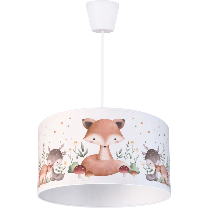 Brilagi - LED otroški lestenec na kablu BOBO 1xE27/60W/230V premer 35 cm bela/živalski motivi