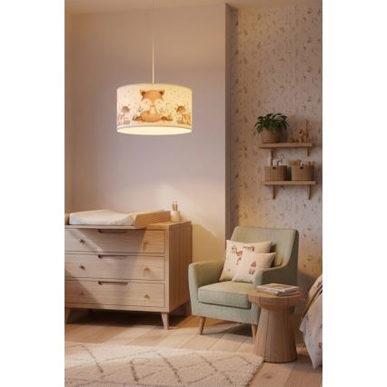 Brilagi - LED otroški lestenec na kablu BOBO 1xE27/60W/230V premer 35 cm bela/živalski motivi