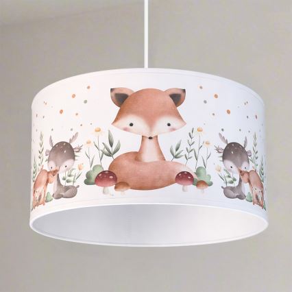 Brilagi - LED otroški lestenec na kablu BOBO 1xE27/60W/230V premer 35 cm bela/živalski motivi