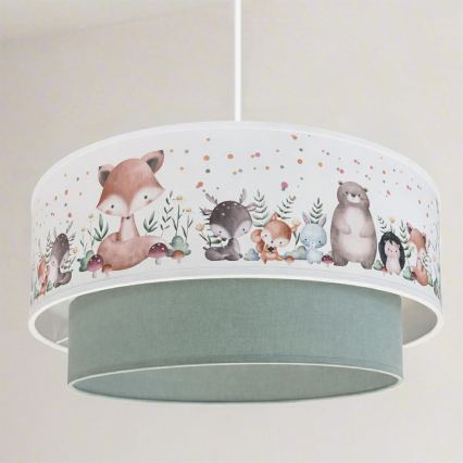 Brilagi - LED otroški lestenec BOBO na kablu 1xE27/60W/230V premer 40 cm bela/zelena/živalski motivi