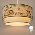 Brilagi - LED otroški lestenec na kablu BOBO 1xE27/60W/230V premer 40 cm kremna/zelena/džungla