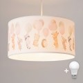 Brilagi - LED otroški lestenec na kablu BOBO 1xE27/60W/230V Ø 35 cm bela/živalski motiv