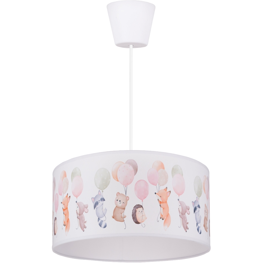 Brilagi - LED otroški lestenec na kablu BOBO 1xE27/60W/230V Ø 35 cm bela/živalski motiv