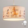 Brilagi - LED otroški lestenec na kablu BOBO 1xE27/60W/230V Ø 35 cm bela/živalski motivi