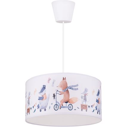Brilagi - LED otroški lestenec na kablu BOBO 1xE27/60W/230V Ø 35 cm bela/živalski motivi